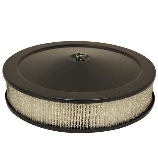 14" Black Muscle Car Air Filter Kit - Recessed Base