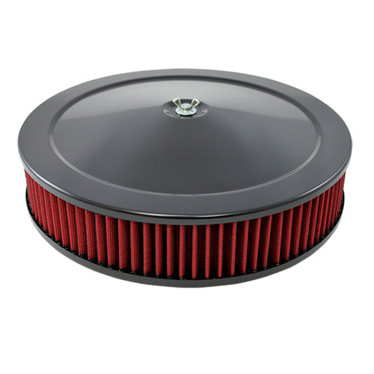 14" Black Muscle Car Air Filter Kit - Recessed Base