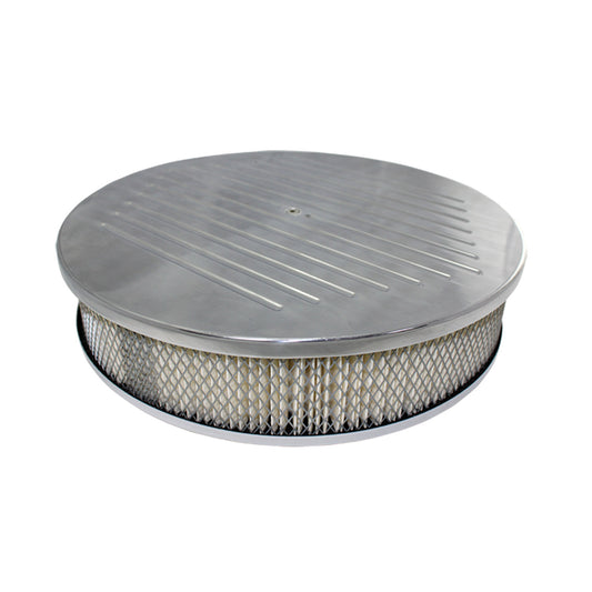 14" Ball Milled Polished Aluminum Air Filter Kit