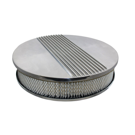 14" Retro Finned Polished Aluminum Air Filter Kit