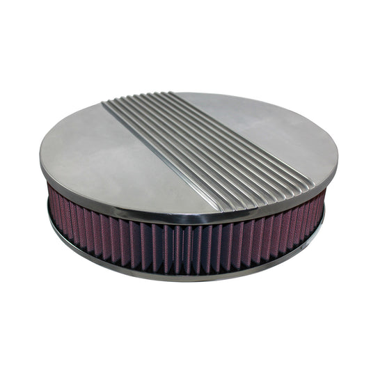 14" Retro Finned Polished Aluminum Air Filter Kit