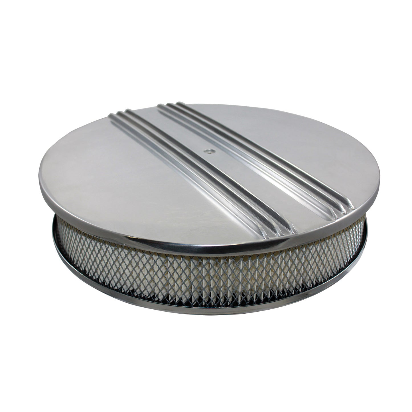 14" Center Finned Polished Aluminum Air Filter Kit