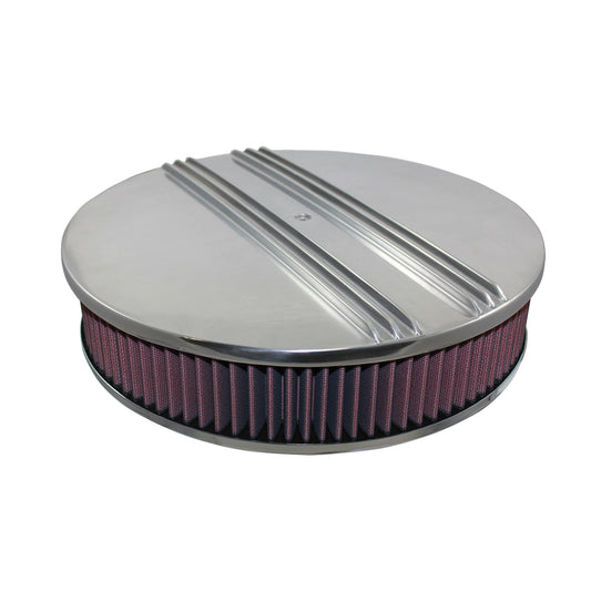 14" Center Finned Polished Aluminum Air Filter Kit