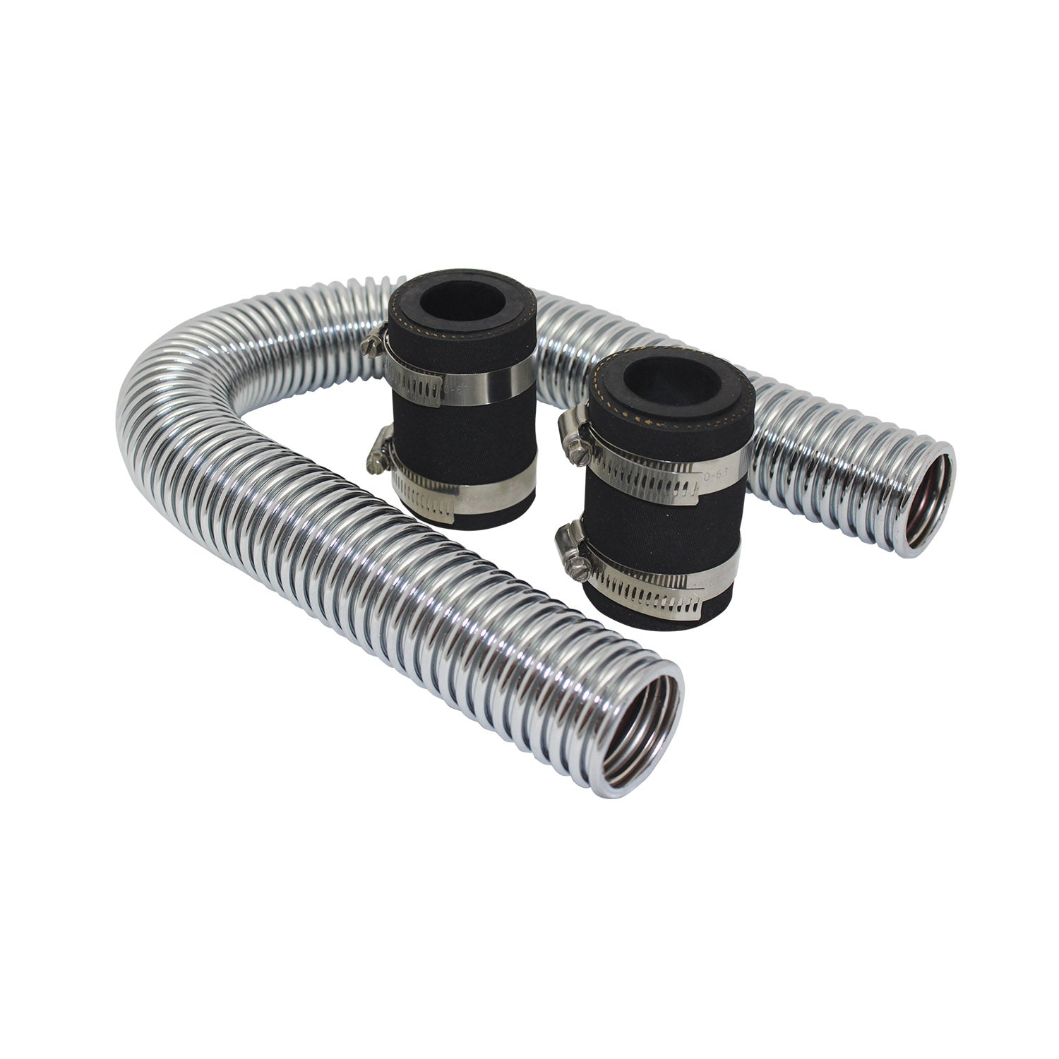 Universal 24" Flexible Stainless Steel Radiator Hose Kit - Red, Complete For Street Rods