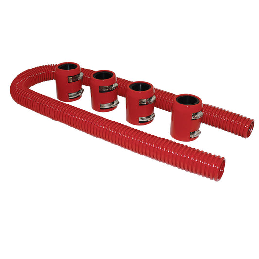 48" Red Stainless Steel Radiator Hose Kit