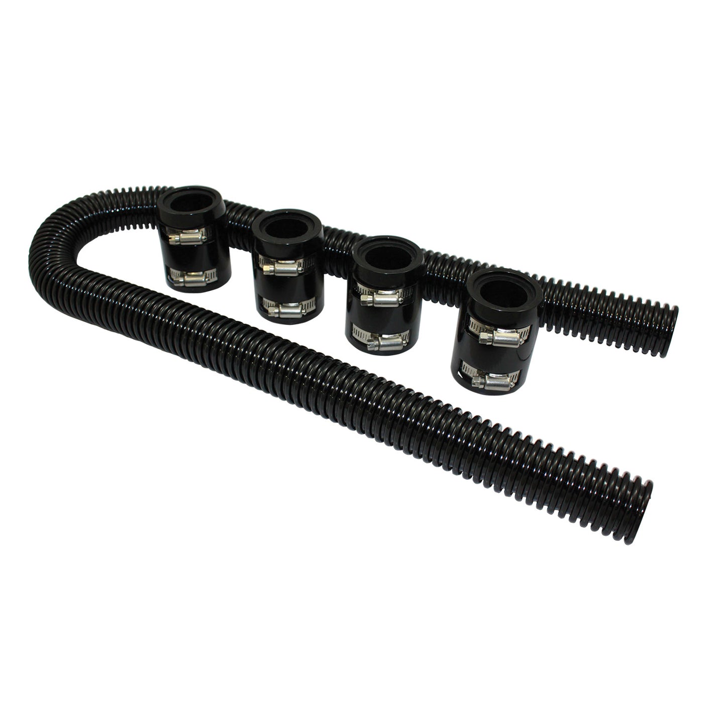 48" Black Stainless Steel Radiator Hose Kit