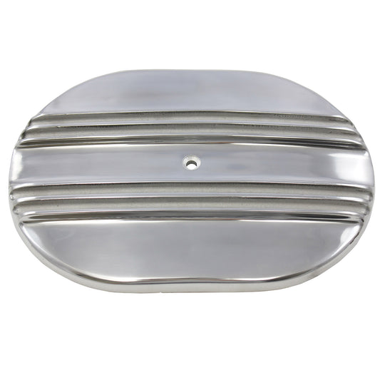 12" Center Finned Polished Aluminum Oval Air Filter Top