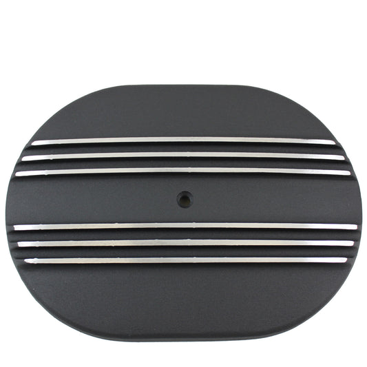 12" Black Retro Finned Aluminum Oval Air Filter Top