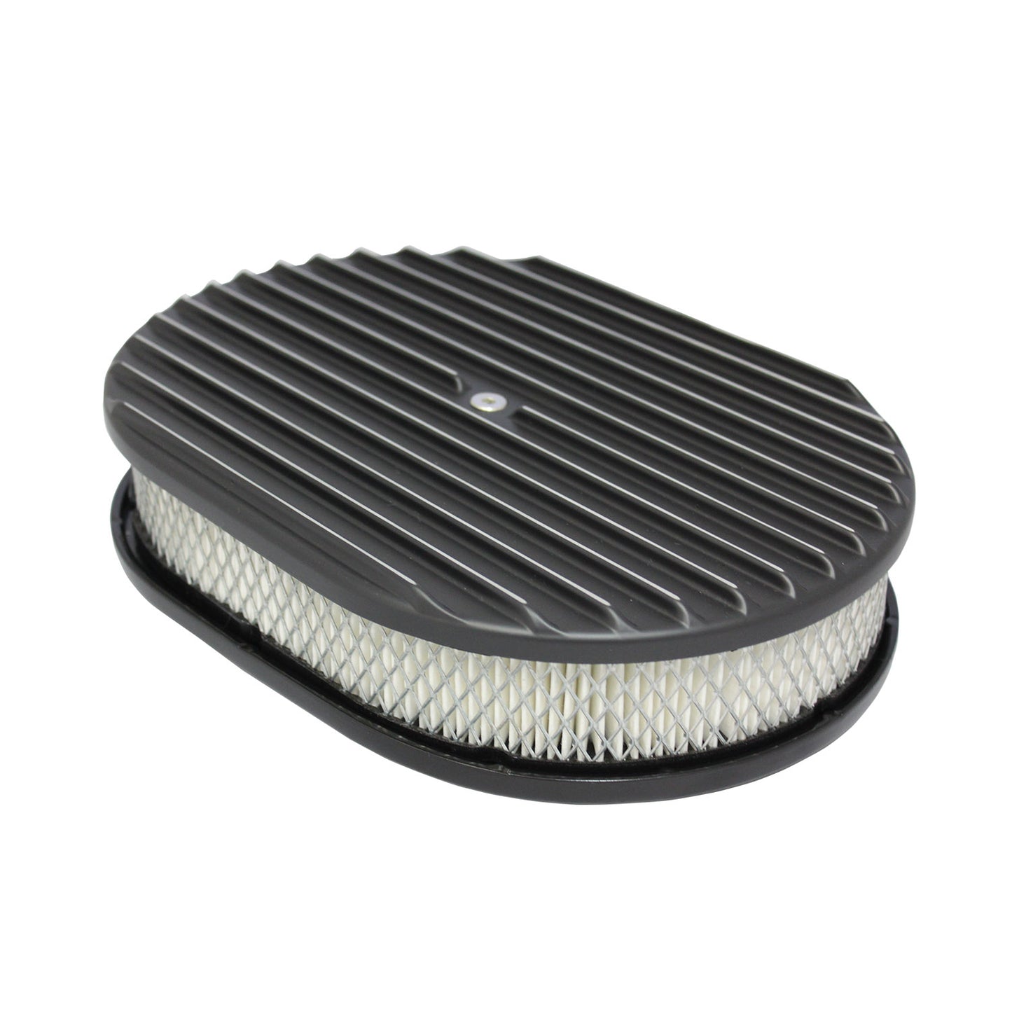 12" Black Full Finned Aluminum Oval Air Filter Kit