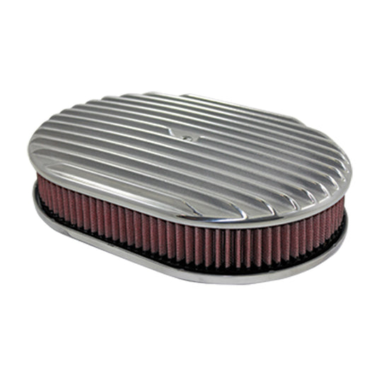 12" Full Finned Polished Aluminum Oval Air Filter Kit