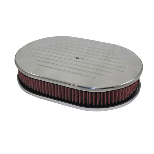 12" Ball Milled Aluminum Oval Air Filter Kit