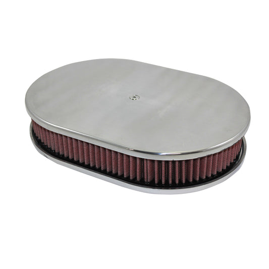 12" Smooth Polished Aluminum Oval Air Cleaner Kit