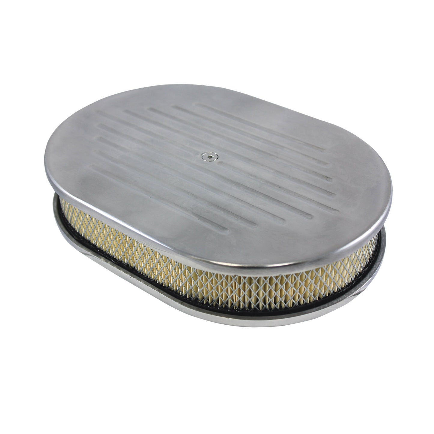 12" Ball Milled Polished Aluminum Oval Air Filter Kit