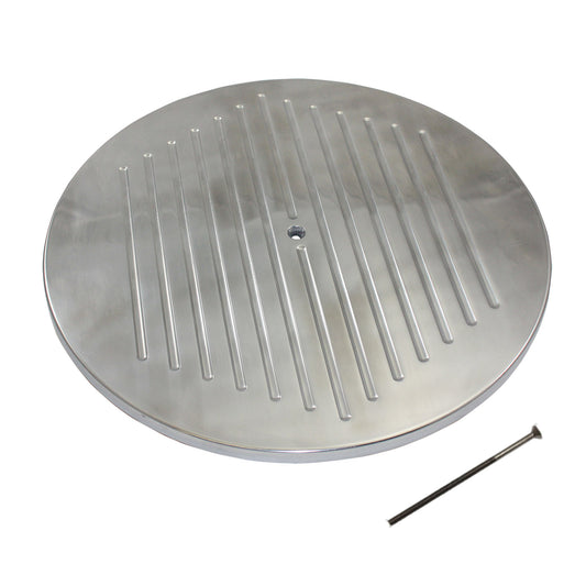 14" Ball Milled Polished Aluminum Air Filter Top