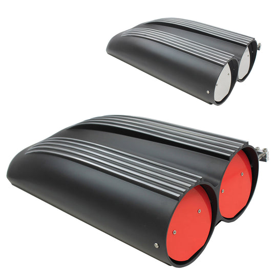 Black Dual Finned Aluminum Hood Scoop
