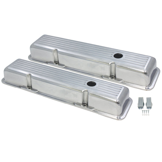 Small Block Chevrolet Polished Aluminum Valve Covers