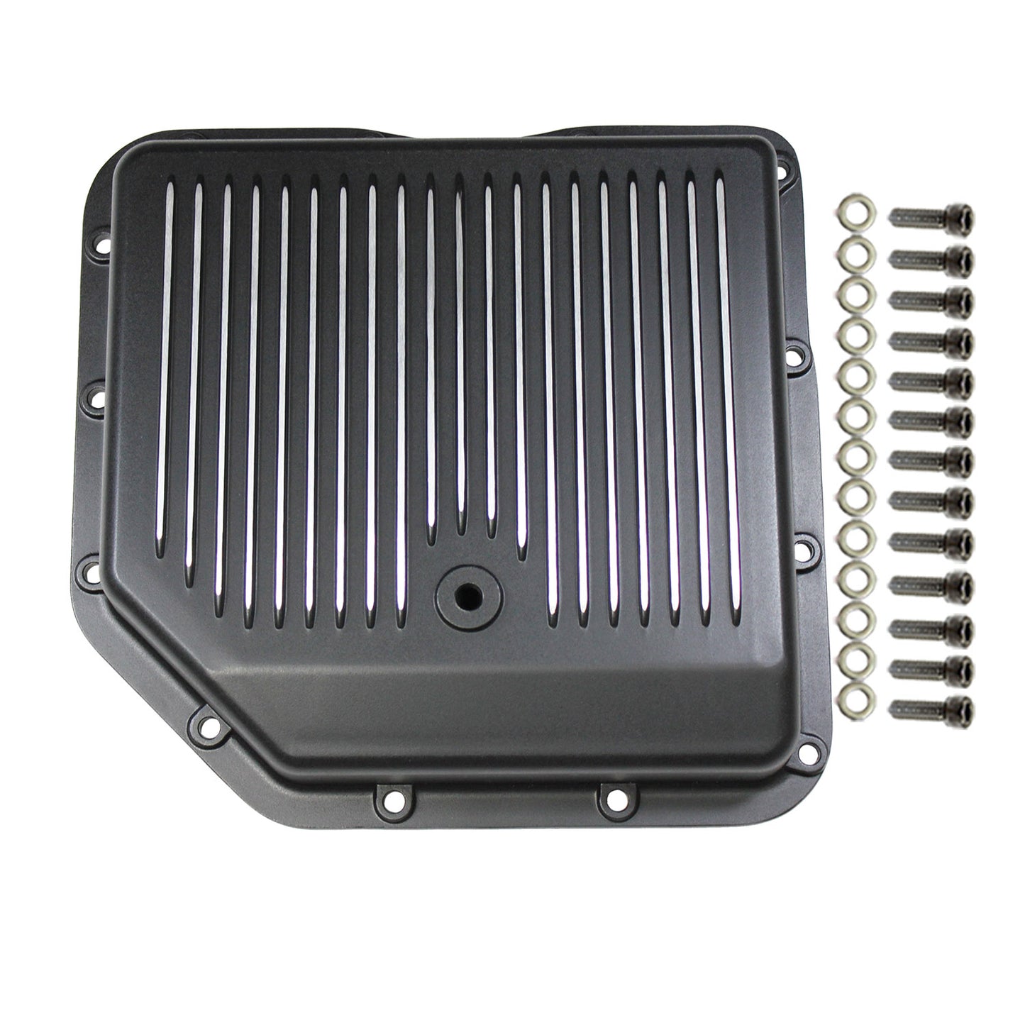 Turbo 350 Transmission Pan - Black Finned Aluminum