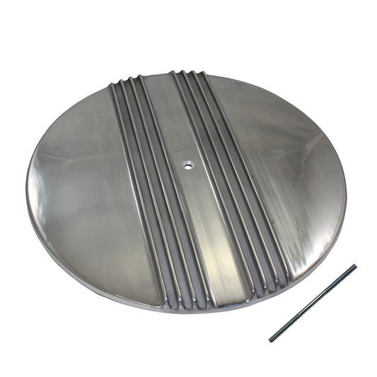 14" Center Finned Polished Aluminum Air Filter Top