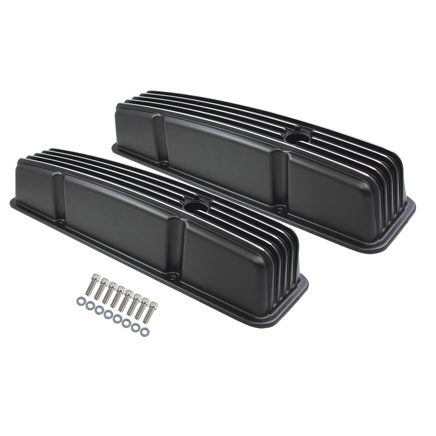 Chevrolet Small Block Black Aluminum Finned Valve Covers